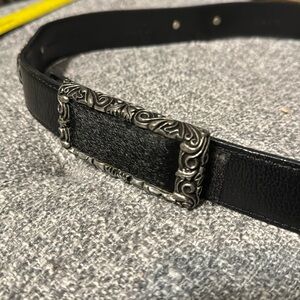vintage Vicenza belt with silver buckle and cow fur